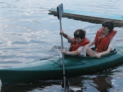 Helen and Daniel kayaking at Friends Lake